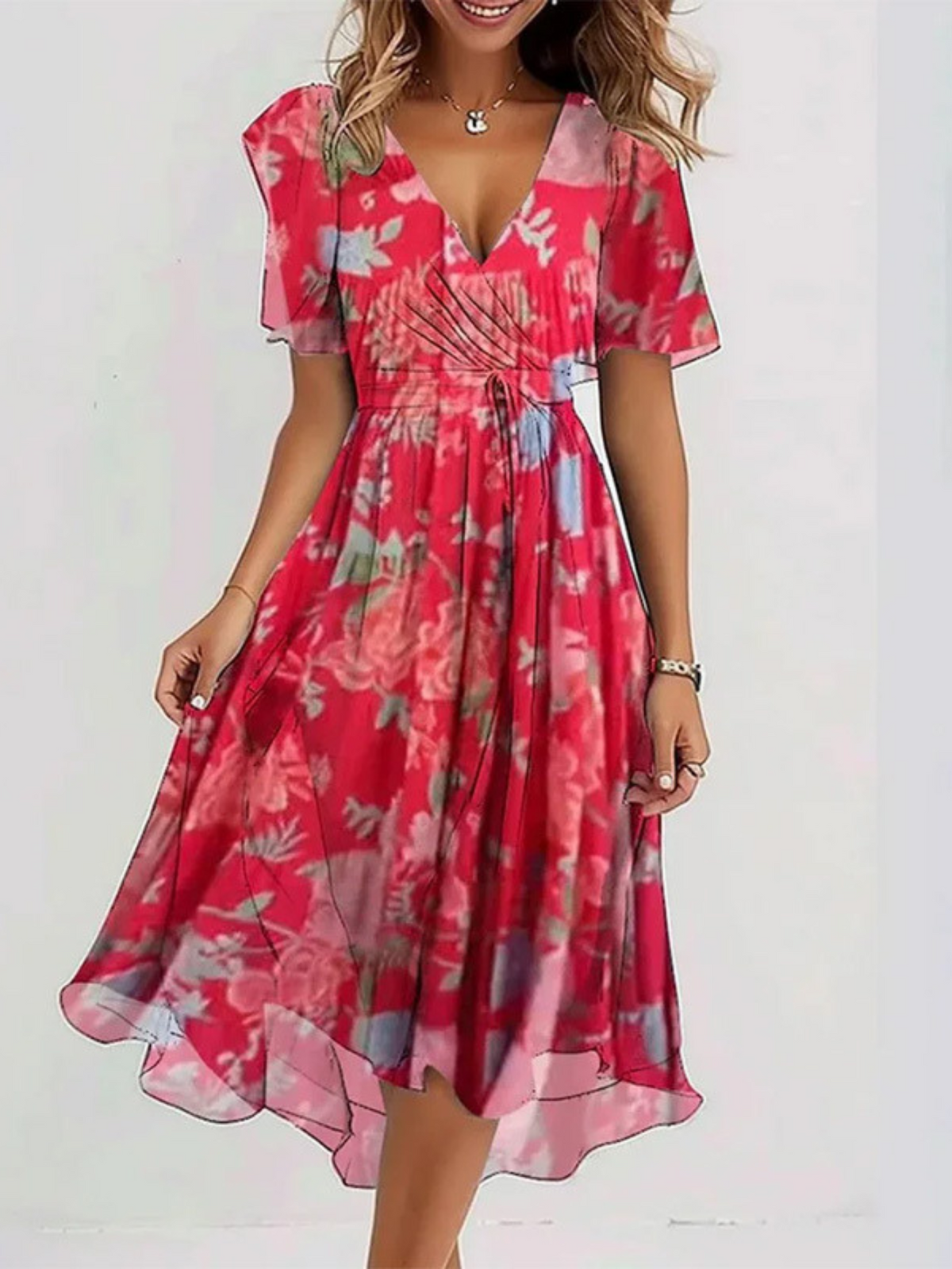 Edda | Losse bohemian damesjurk met bedekkend buikdetail