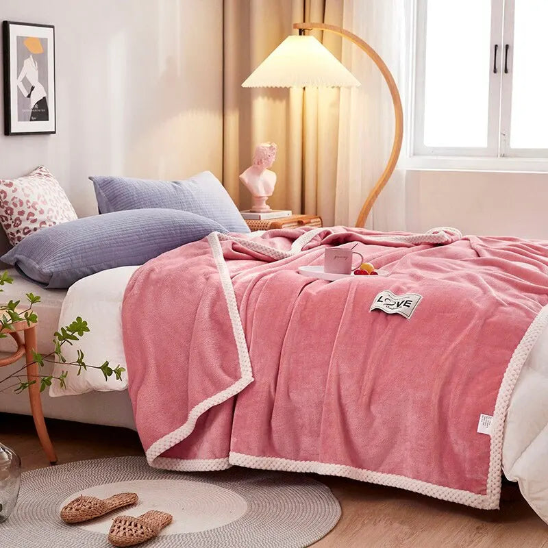 Roze flanellen fleece deken