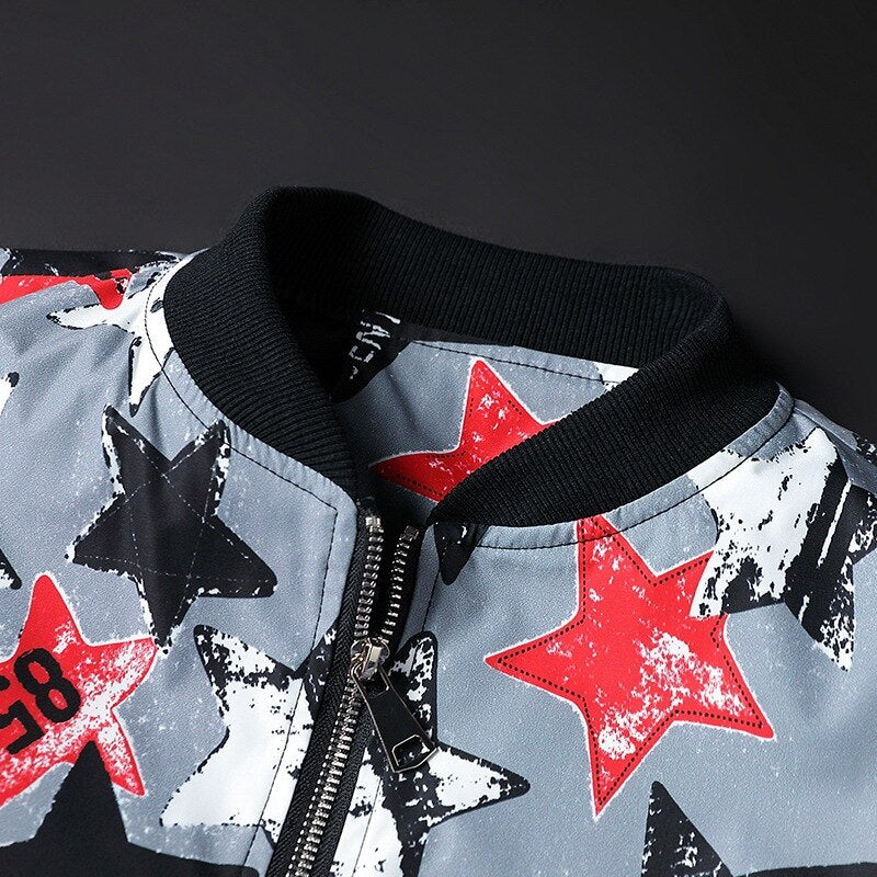 Heren bomberjack met abstracte print