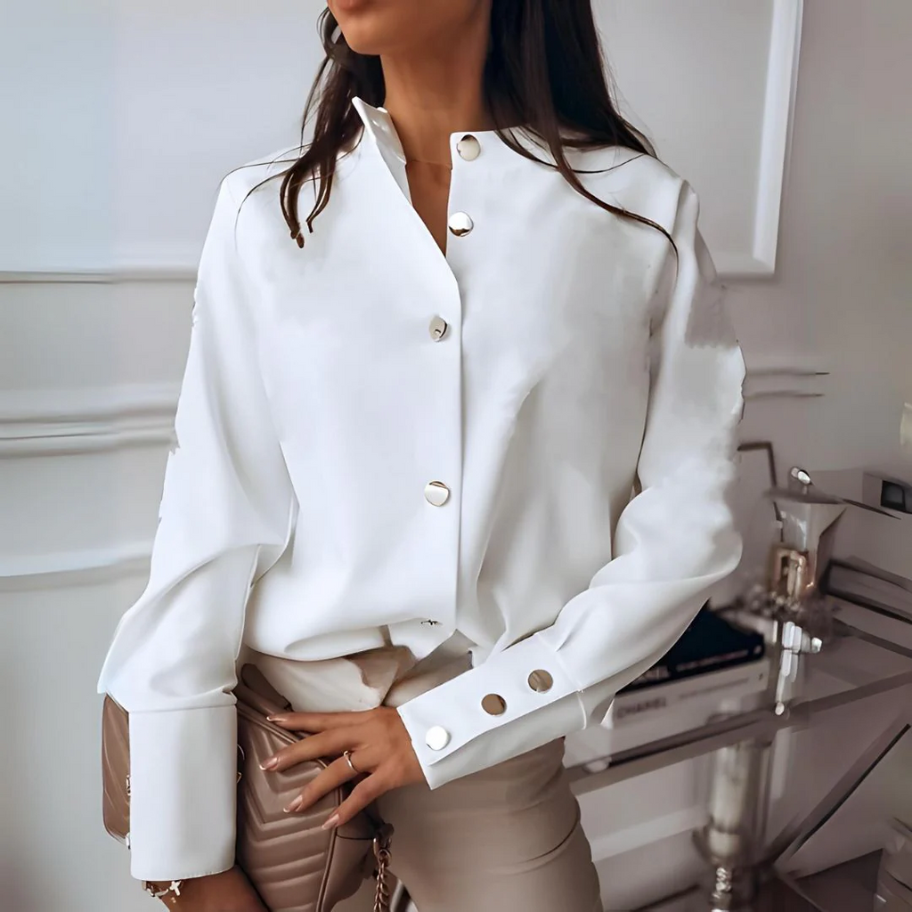 Dames blouse met knoopsluiting en klassieke kraag