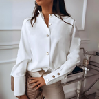 Dames blouse met knoopsluiting en klassieke kraag