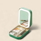 Compacte verlichte make-up organizer voor onderweg