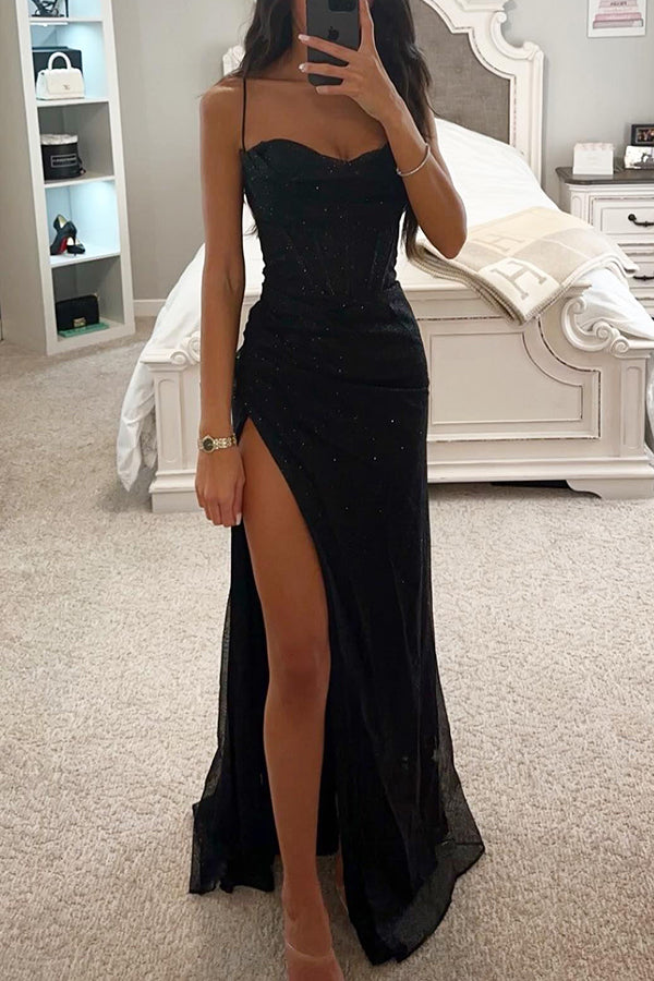 Glamoureuze maxi jurk met pailletten en korset