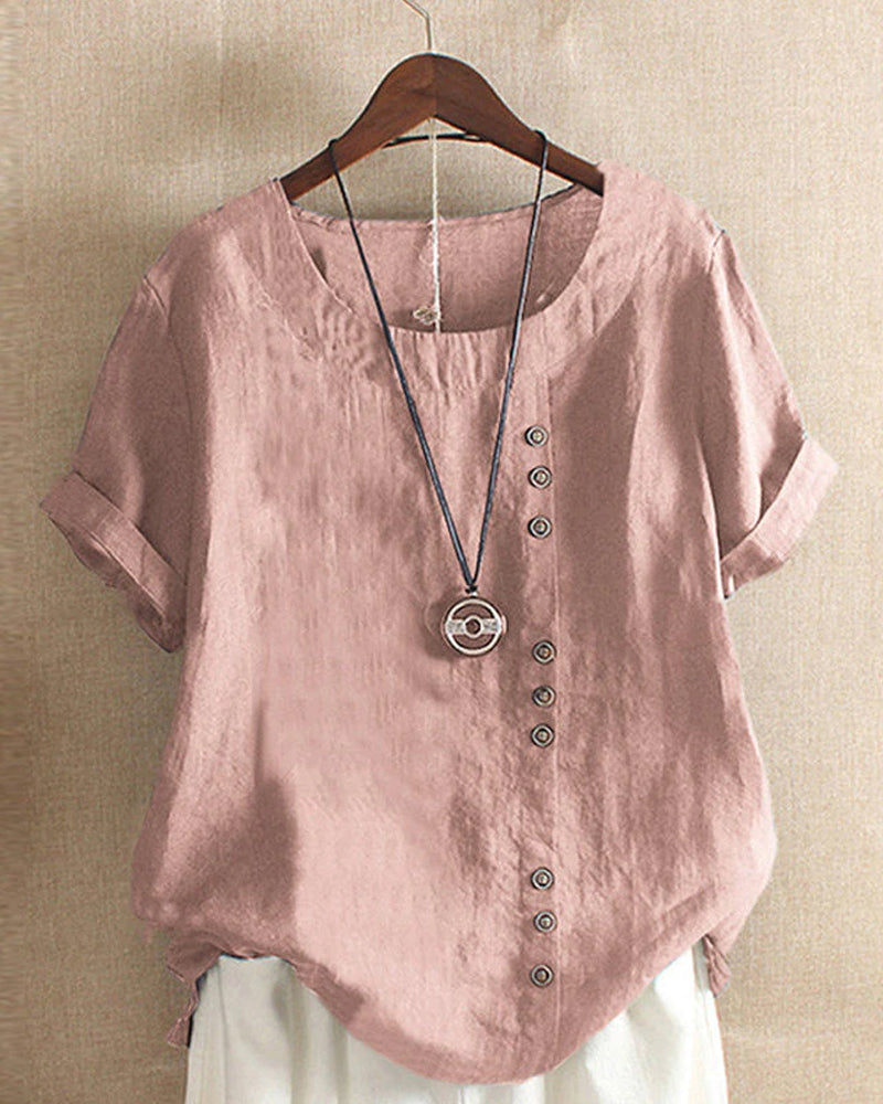 Casual korte mouw blouse met ronde hals — afbeelding 12