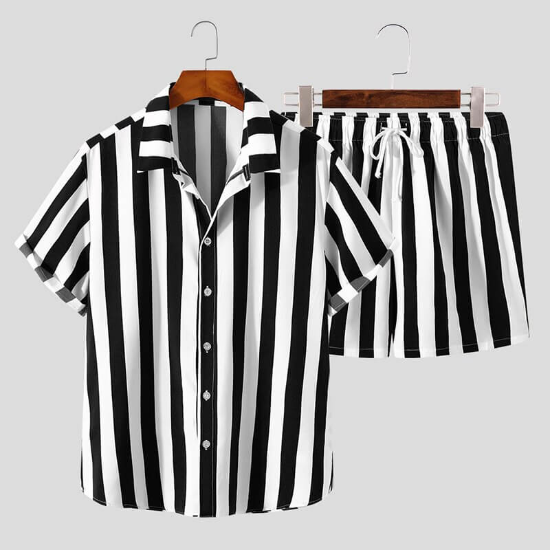 Stijlvol heren zomer-set met strepenpatroon