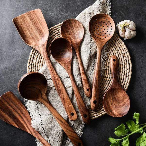 Natuurlijke houten keukenset