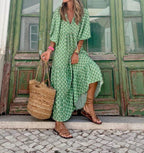 Bedrukte maxi jurk met tailleband