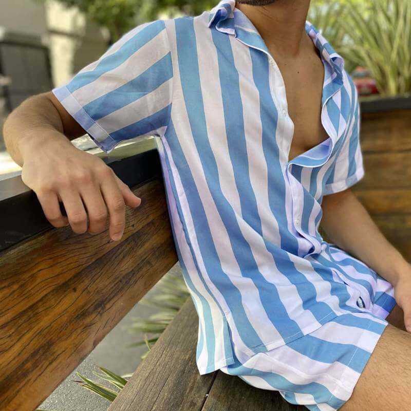Stijlvol heren zomer-set met strepenpatroon