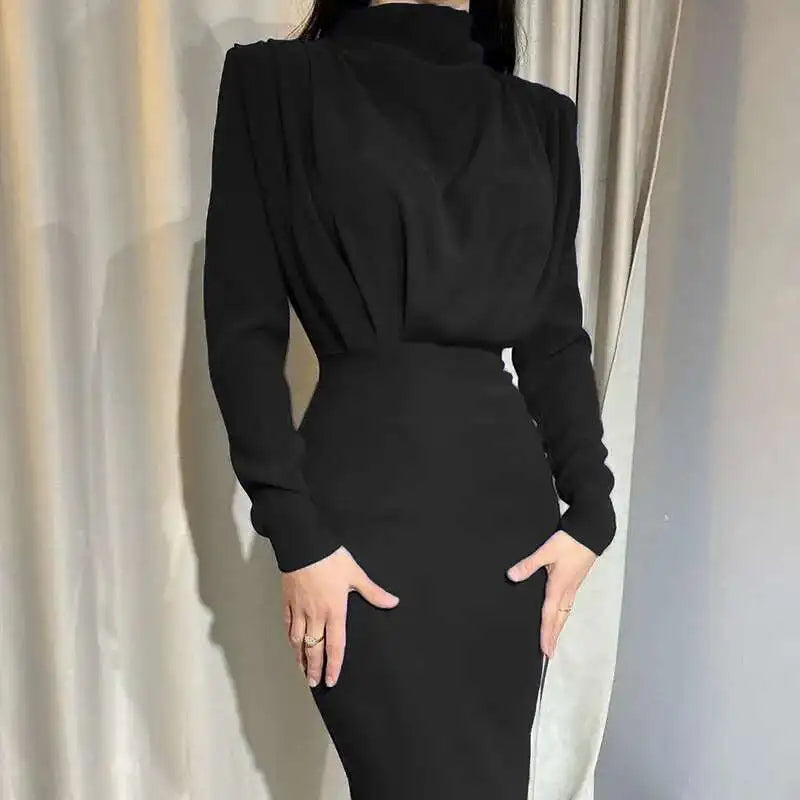 Bodycon midi jurk met turtleneck