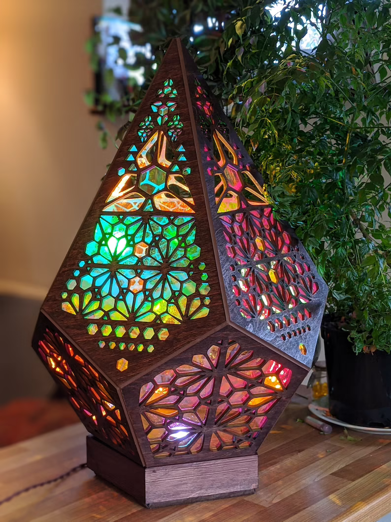 Glas-in-Lood stijl LED tafellamp