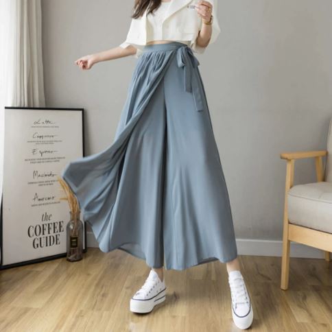 Geplooide broek van chiffon