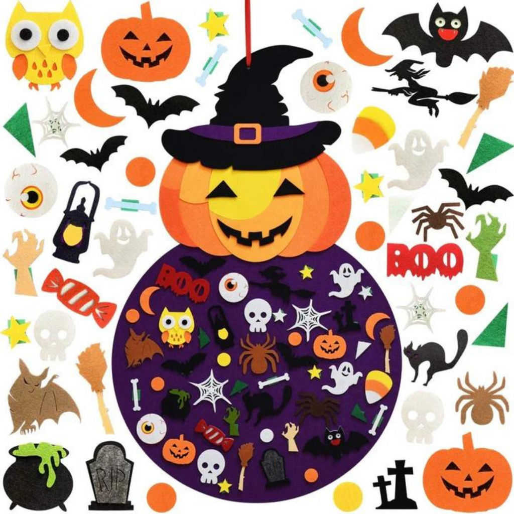 Halloween DIY feltboard met pompoen