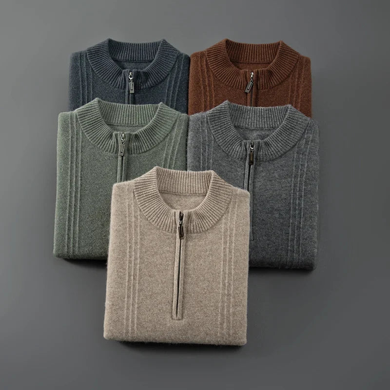 Warme casual herentrui met halve rits