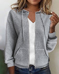 Casual comfort damesvest met zakken en trekkoorden