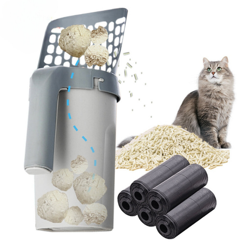 Kattenbakschep EasyScoop met afvalhouder