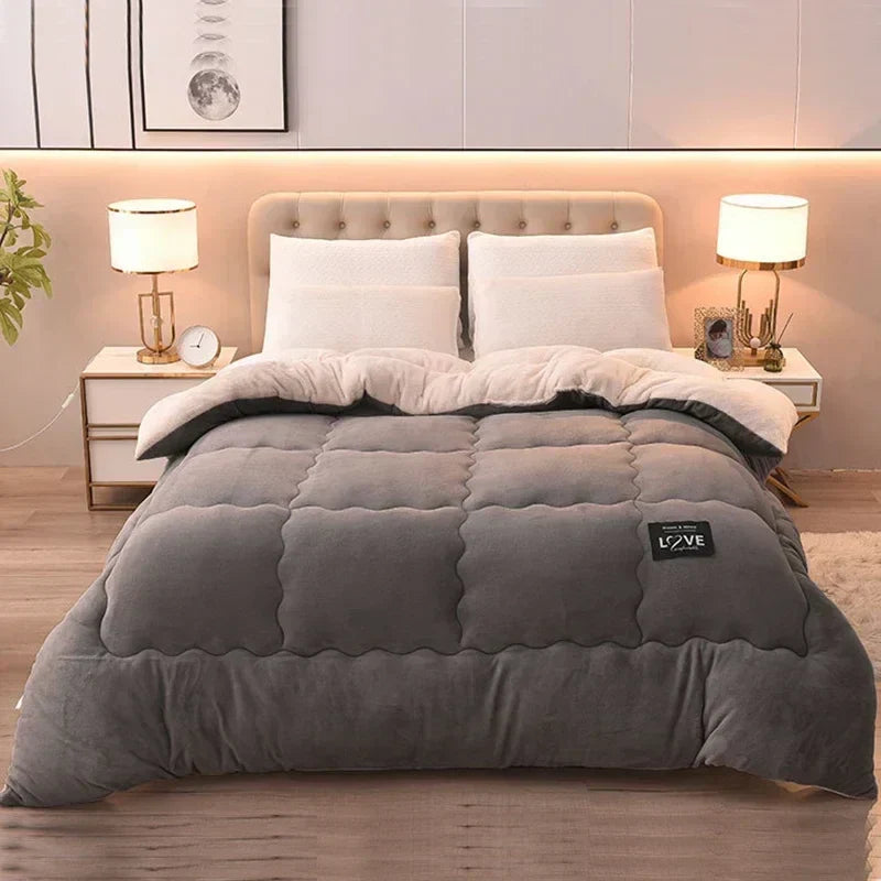 Winterdekbed met flanellen fleece en wol-polyestervulling