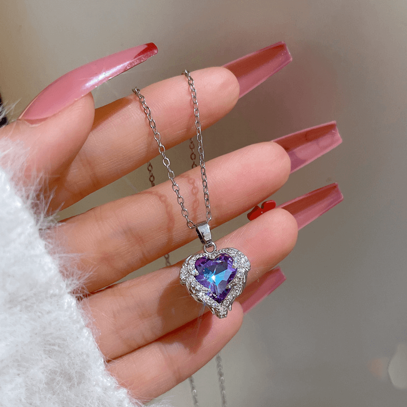 Hart en vleugels kristallen ketting