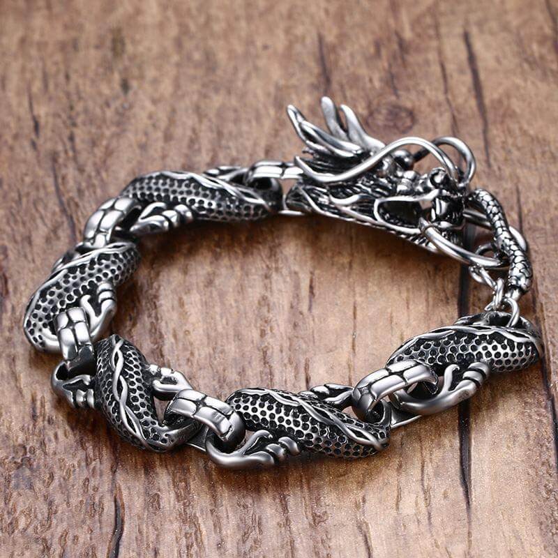 Vikings drakenkop mannenarmband