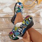 Sleehak dames sandalen met slangenprint