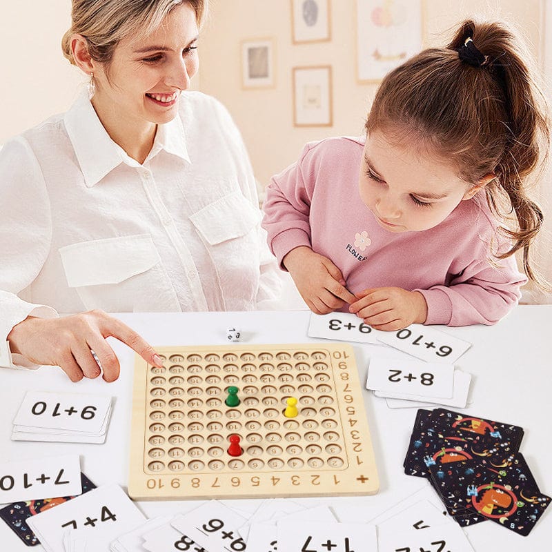 Houten montessori vermenigvuldigings bordspel FunnyCalc