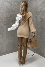 Gebreide jurk met vastgenaaide blouse