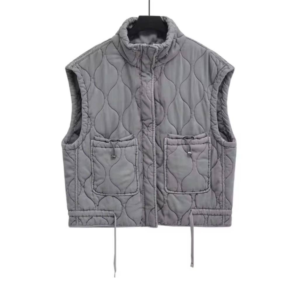 Grijze mouwloze katoenen bodywarmer