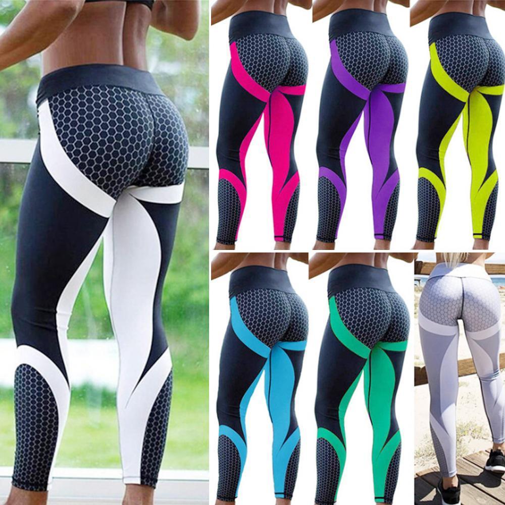 High waist dames yoga legging met geometrisch patroon — afbeelding 41