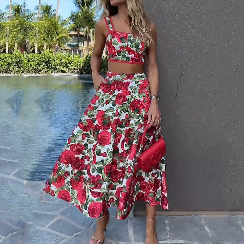 Tweedelige zomerset met open taille
