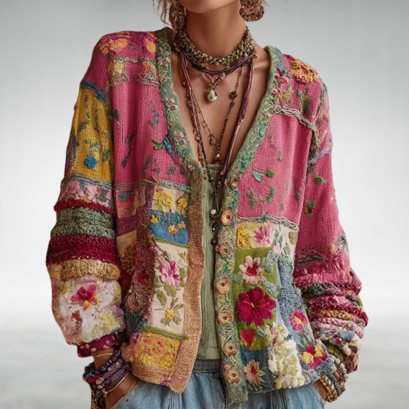 Losvallend boho-vest van zacht breisel