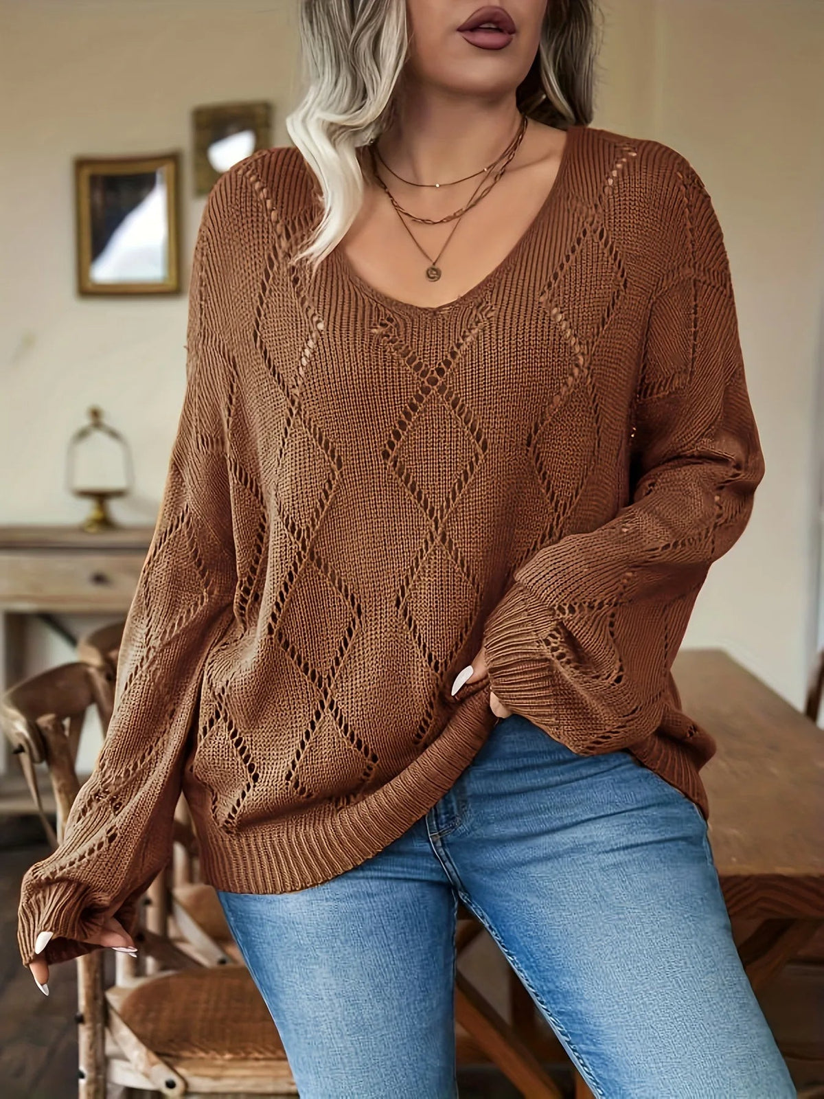 Oversized dames gebreide trui in plus size