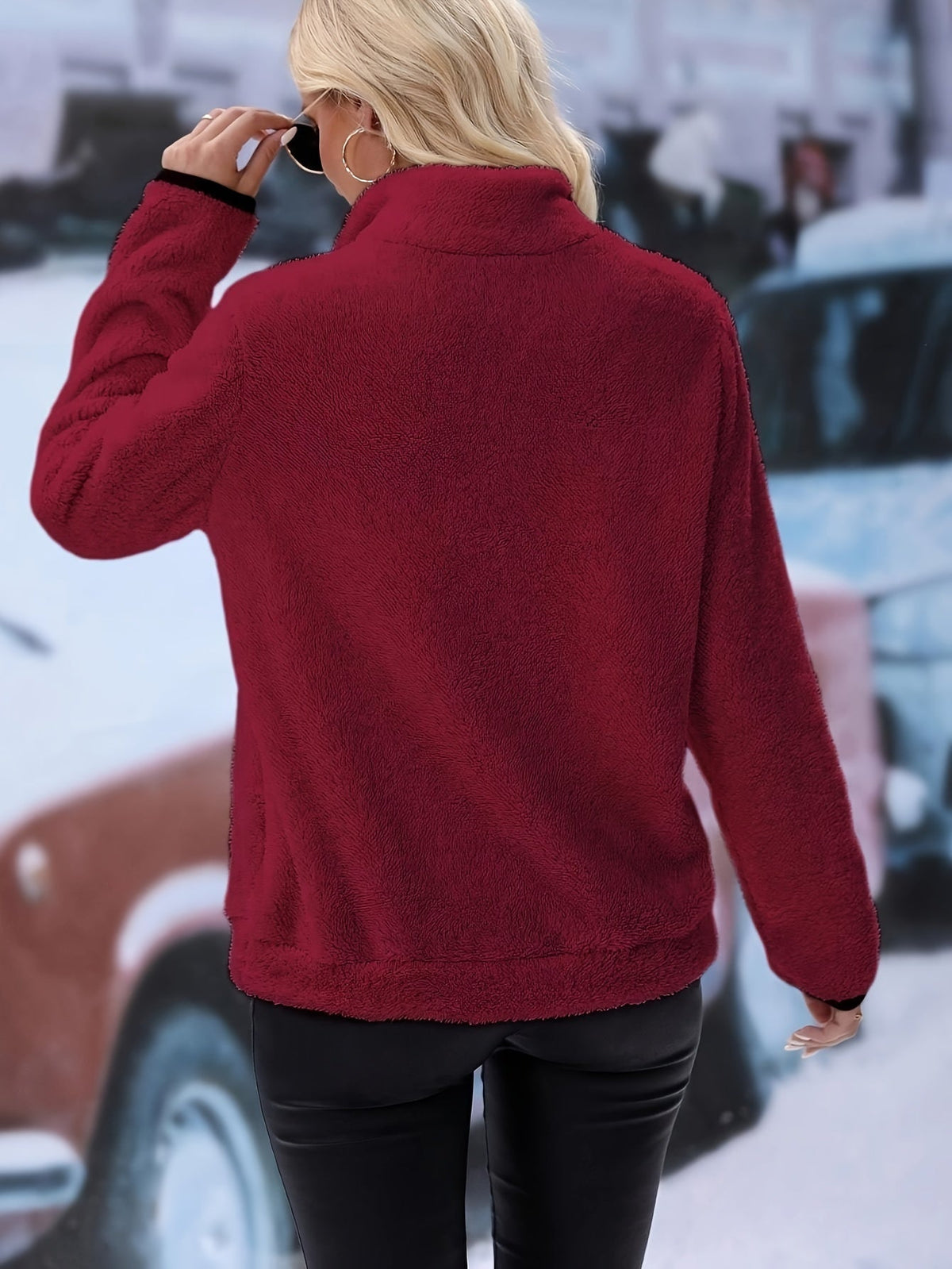 Kleurvol sweatshirt met halve ritssluiting