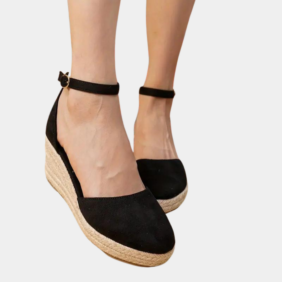 Dames wedgesandalen met verstelbare riem en sleehak
