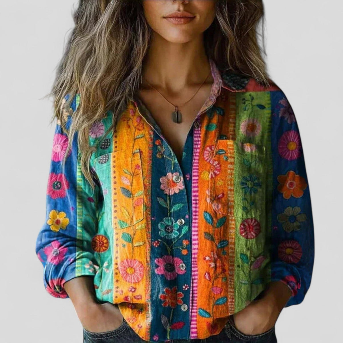 Frida | Overhemdblouse met kleurverloop