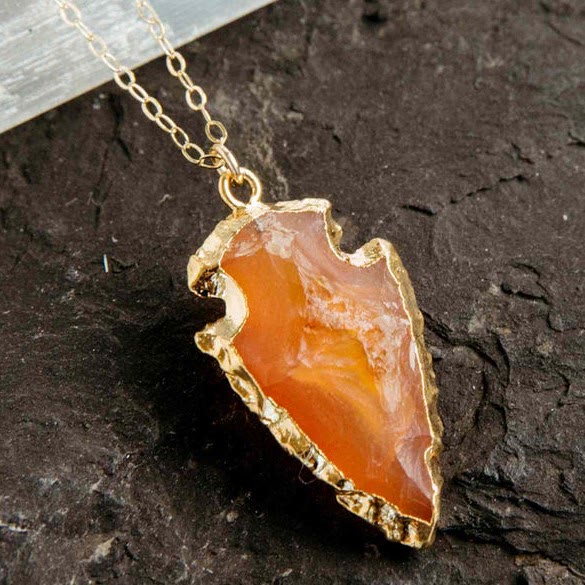 Natuurlijke kristal carnelian pijlpunt halsketting