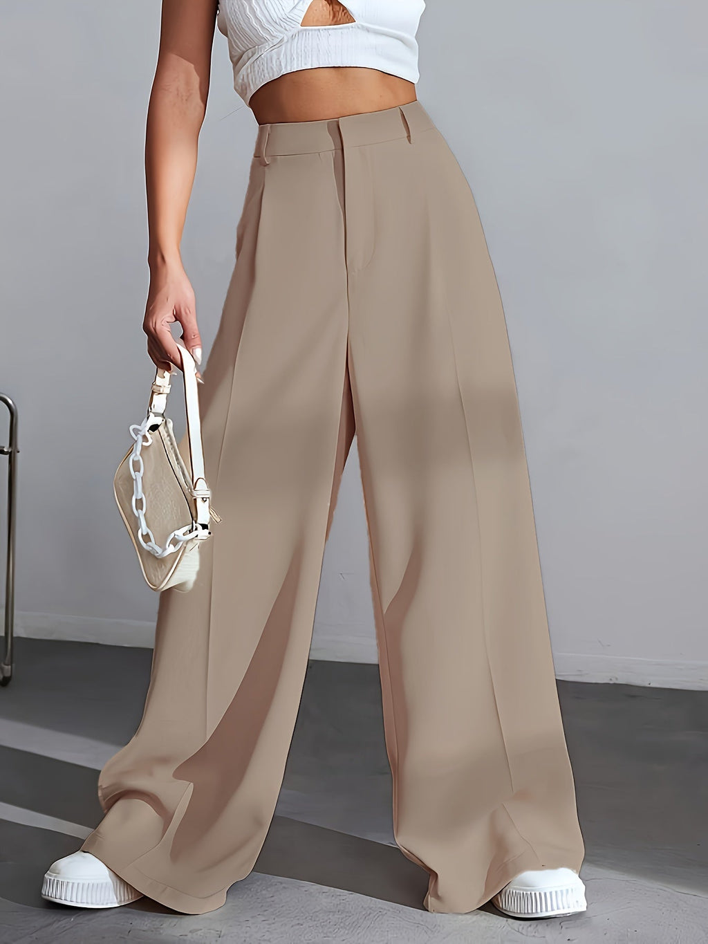 Effen broek met wijde pijpen