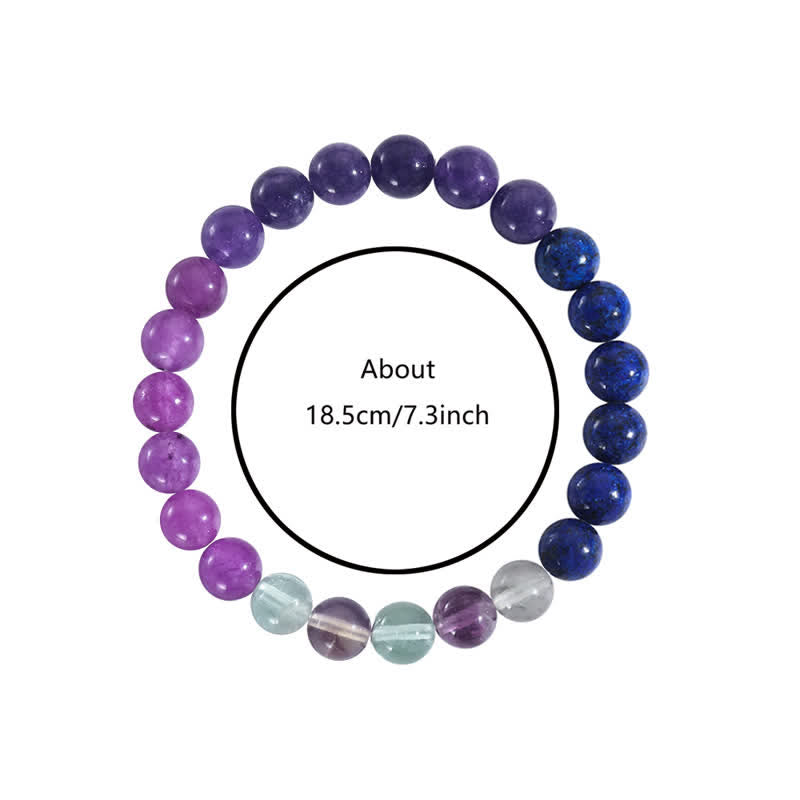 Anti-Angst amethist, lepidoliet en lapis lazuli armband