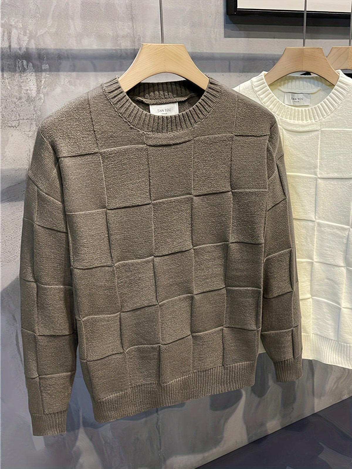 Gebreide sweater met ronde hals en stretch