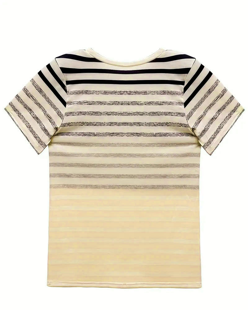 Gestreept dames T-shirt met ronde hals en kleurverloop