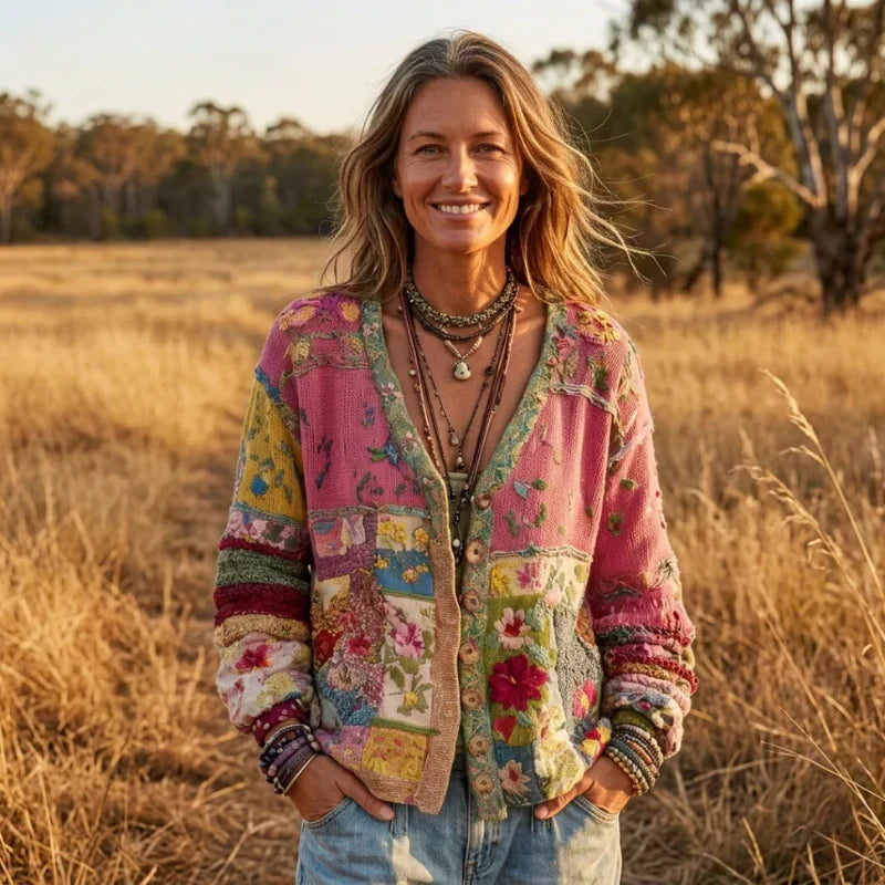 Losvallend boho-vest van zacht breisel