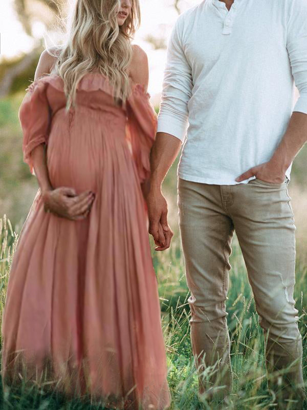 Boho chic zwangerschapsjurk met boothals