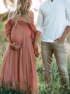 Boho chic zwangerschapsjurk met boothals