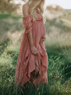 Boho chic zwangerschapsjurk met boothals