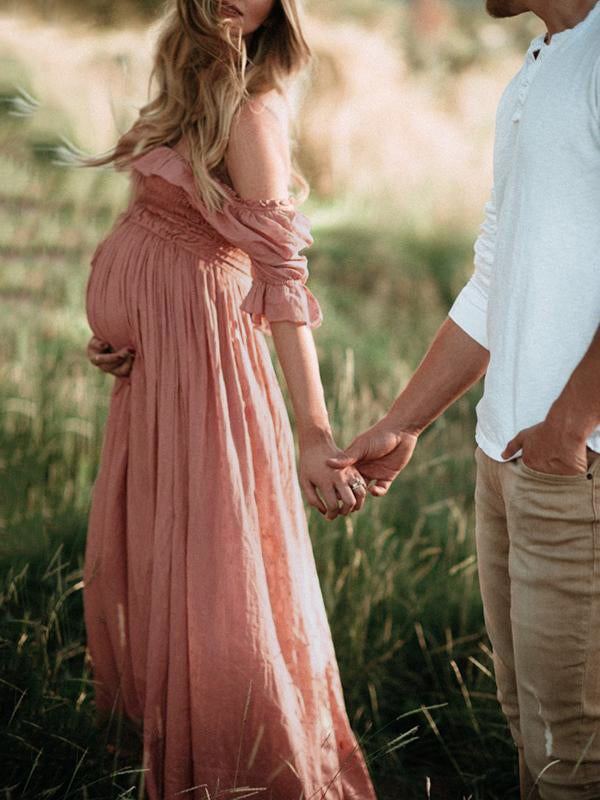 Boho chic zwangerschapsjurk met boothals