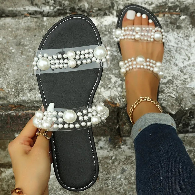Bohemian slip-on dames sandalen met parelversiering — afbeelding 21
