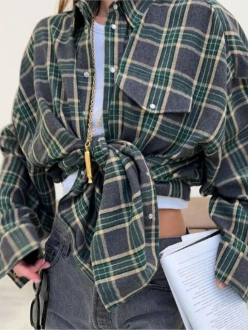 Jeanine | Oversized damesoverhemd met ruiten en knopen