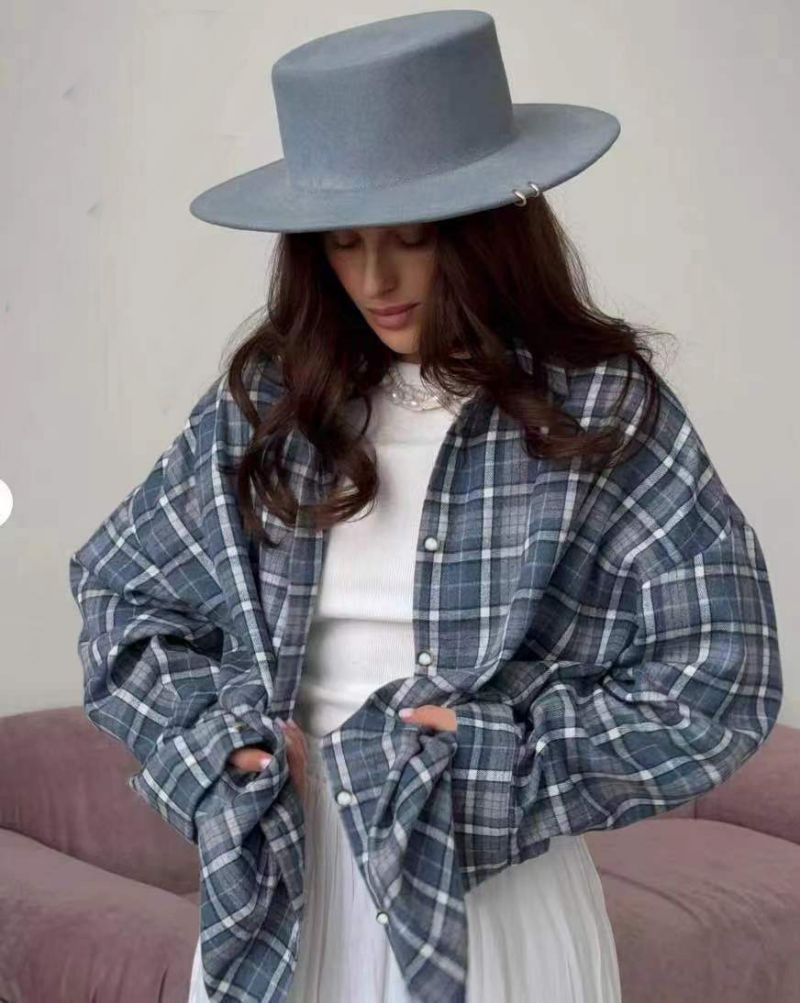 Jeanine | Oversized damesoverhemd met ruiten en knopen