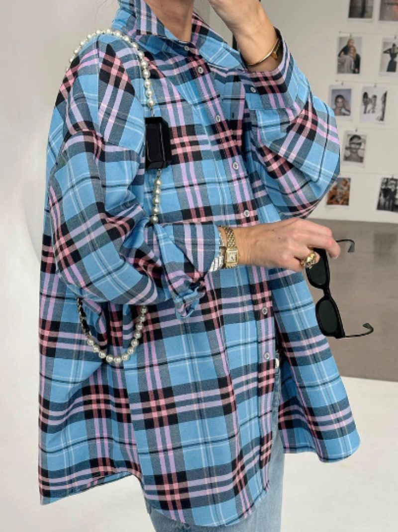 Jeanine | Oversized damesoverhemd met ruiten en knopen