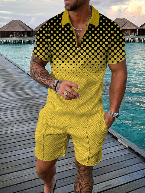 Tweedelige heren zomerset met polo en shorts