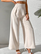 Beige high-waist wide-leg broek voor dames