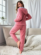 Roze pyjama set met capuchon en broek